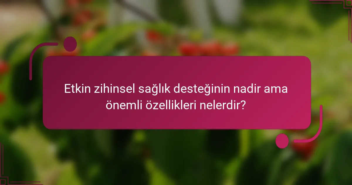 Etkin zihinsel sağlık desteğinin nadir ama önemli özellikleri nelerdir?