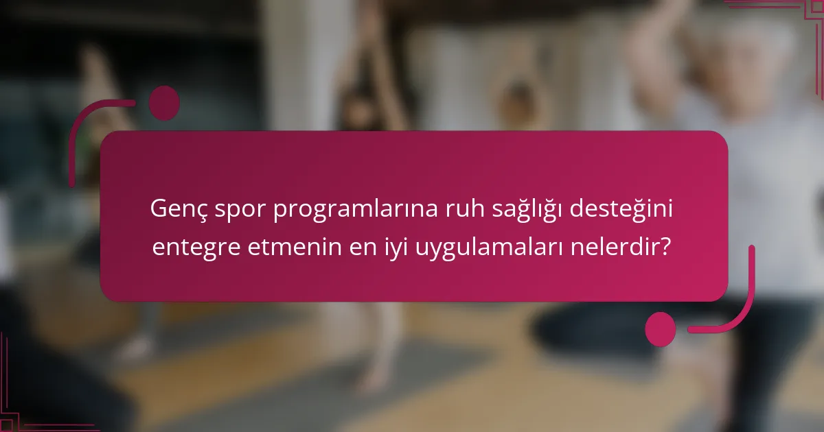 Genç spor programlarına ruh sağlığı desteğini entegre etmenin en iyi uygulamaları nelerdir?