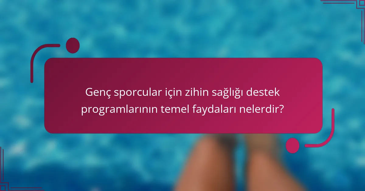Genç sporcular için zihin sağlığı destek programlarının temel faydaları nelerdir?
