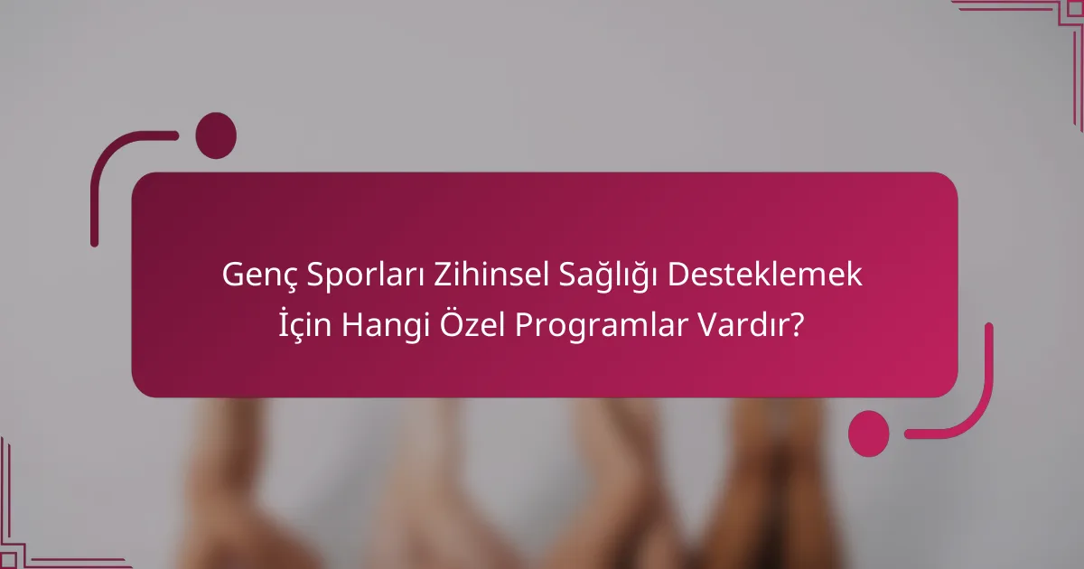 Genç Sporları Zihinsel Sağlığı Desteklemek İçin Hangi Özel Programlar Vardır?